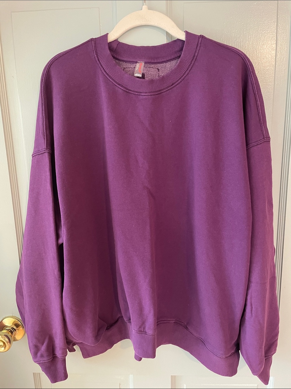 Free People Allstar Solid Pullover Slouchy Sweatshirt Pockets Purple Small